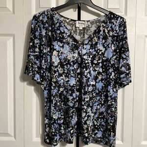 Leota black blue cream blouse shirt top size 2L size 18/20